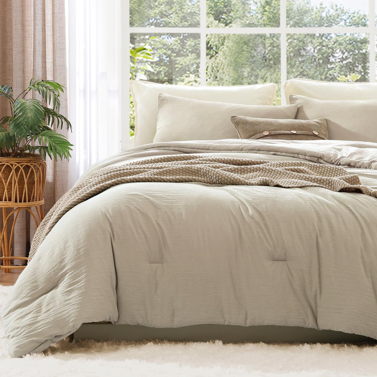 WRENSONGE Queen Comforter Set-3 Pieces Soft Comforters Queen Size Bedding