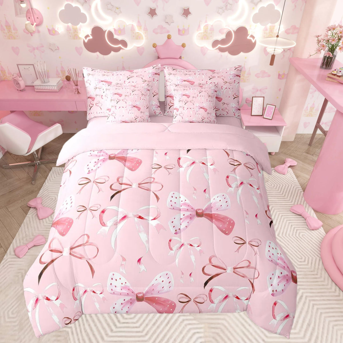 Feelyou Cute Leopard Bedding Set for All Season Cheetah 7 Pieces Comforter Sets Full Size Teens Room Decor Pink Animal Print Bed in a Bag with Comforter, Sheets, Pillowcases & Cushion Cover