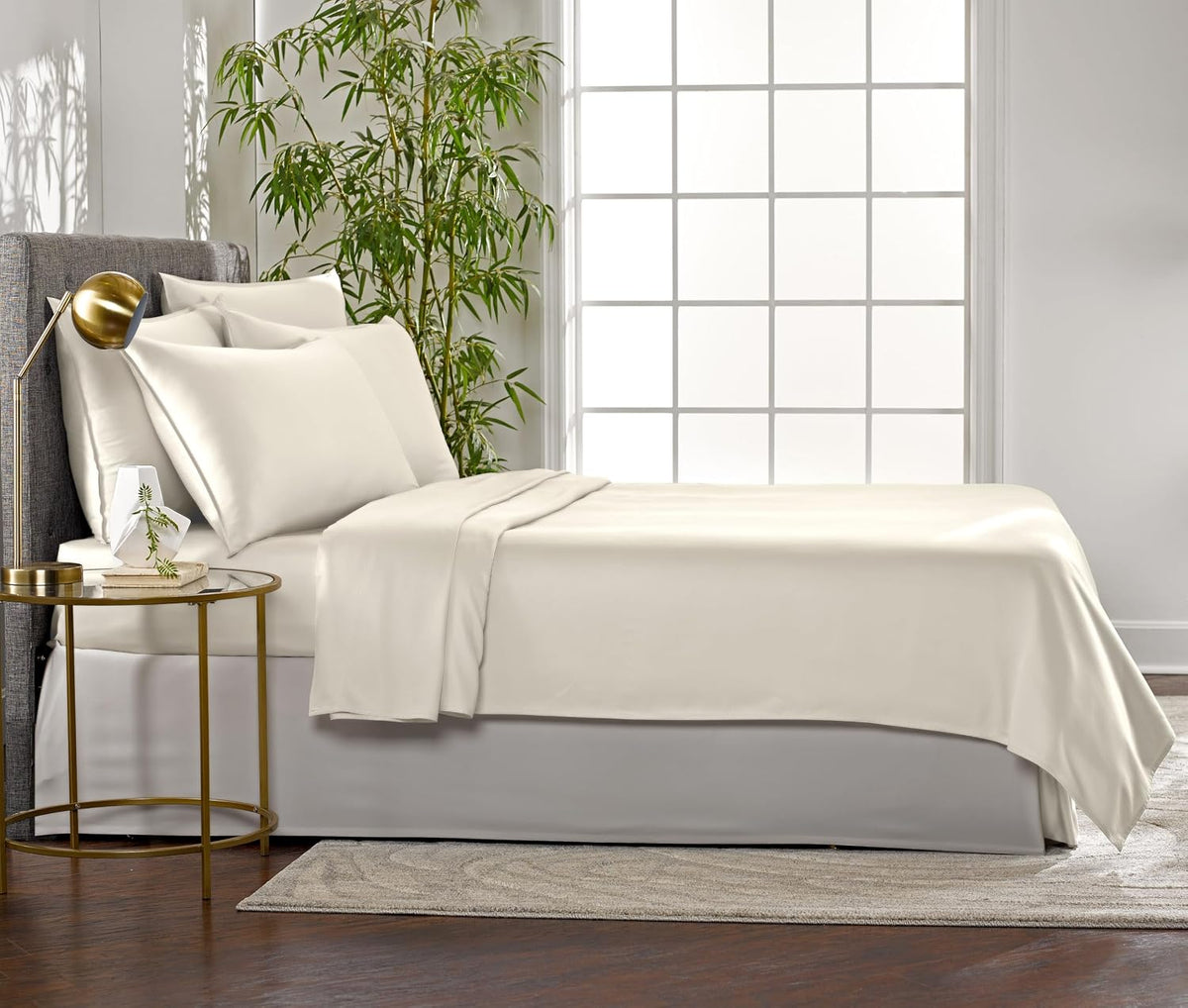 Pure Bamboo Full Sheets, Genuine 100% Organic Viscose Derived from Bamboo Bed Sheet Set, Luxuriously Soft & Cooling, Double Stitching, 2 Year Quality Promise (Full, Ivory)