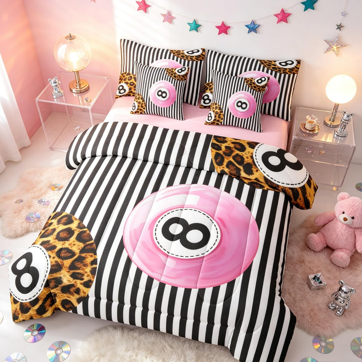 Erosebridal Leopard Print 7 Piece Bedding Set Full Cheetah Decor Comforter Set with Sheets Geometric Modern Bed in A Bag African Safari Animal Bed Sets with 2 Pillowcases, 2 Pillow Covers Lightweight