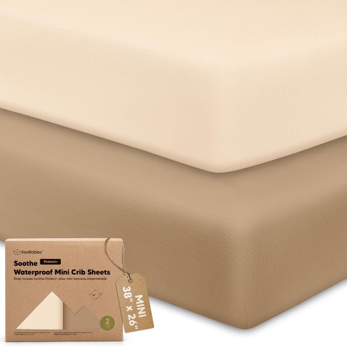 2-Pack Mini Crib Sheets Fitted, 38x26 Pack N Play Mattress Sheets (Elly)
