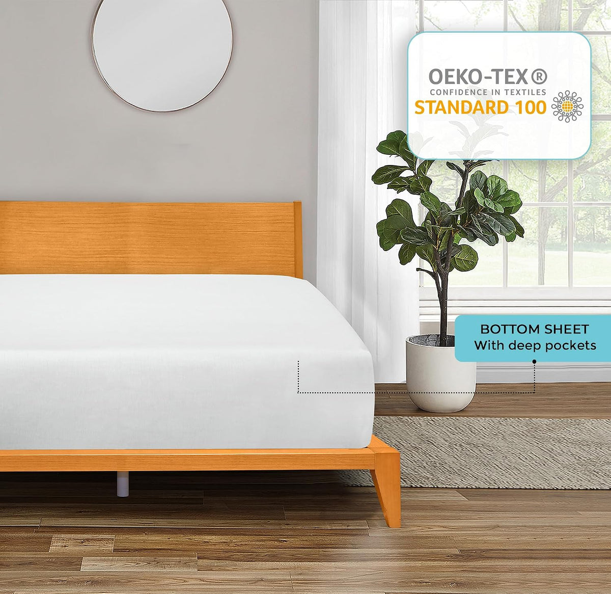 ROYALE LINENS 300 Thread Count 100% Long Staple Combed Cotton Fitted Sheet Full - Super Soft Deep Pocket Bottom Sheet - Fitted Sheets Only - Elastic Sheets (Full, White)