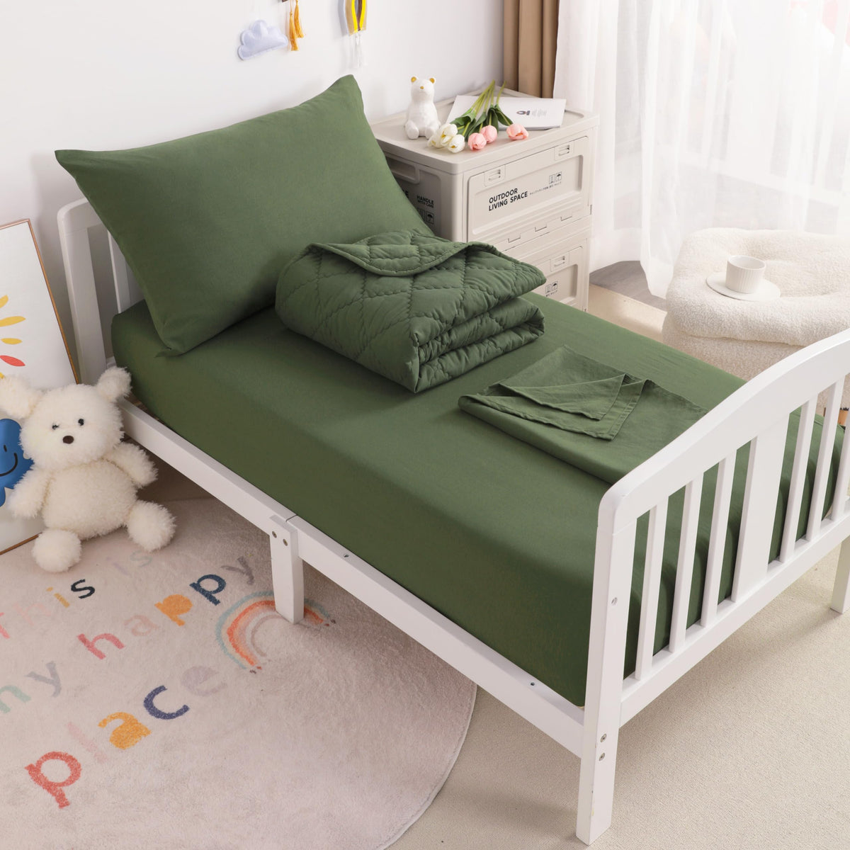 NTBAY Toddler Microfiber Bedding Set, 4 Piece, Navy Blue