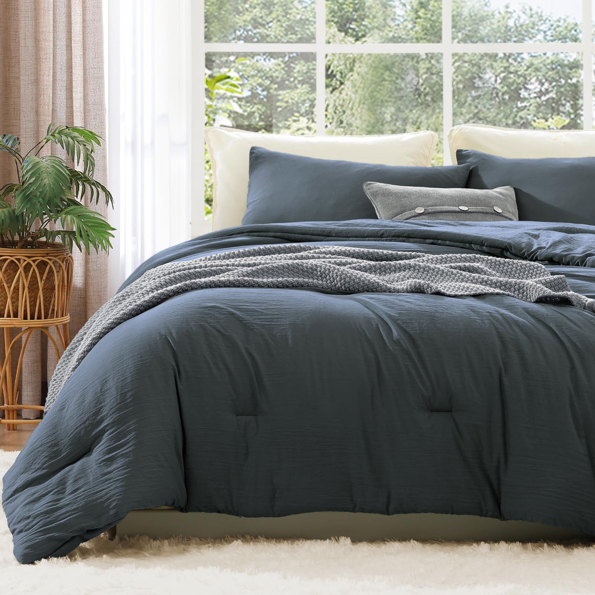WRENSONGE Queen Comforter Set-3 Pieces Soft Comforters Queen Size Bedding