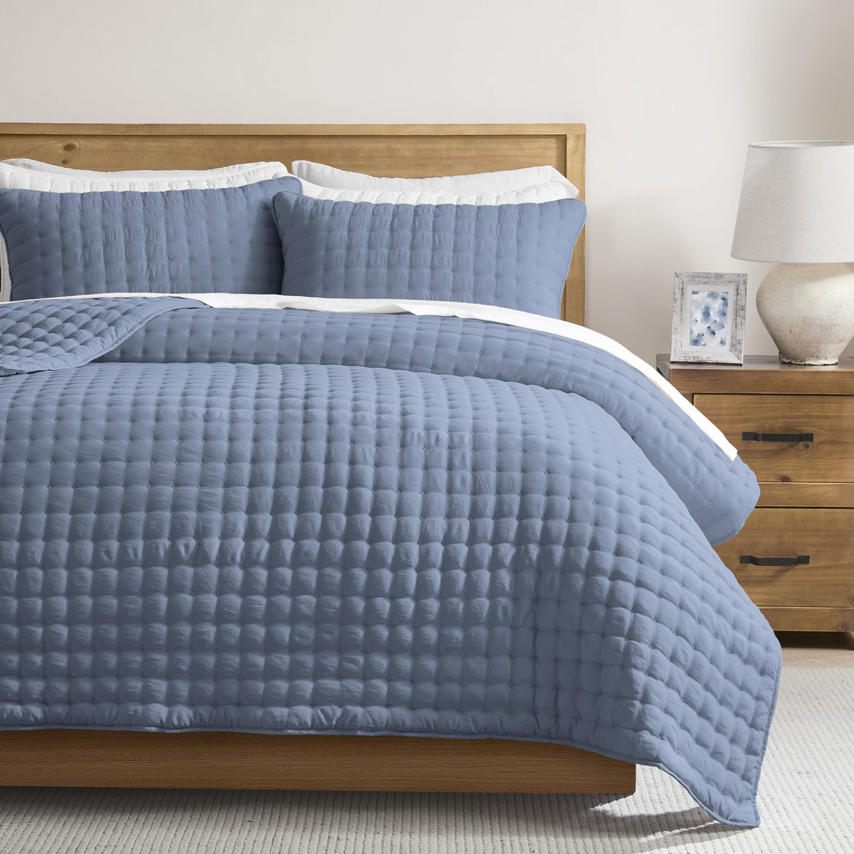 WDCOZY Cloud Soft Quilt Set, King Size, Beige, 3 Pieces 104x90 inches