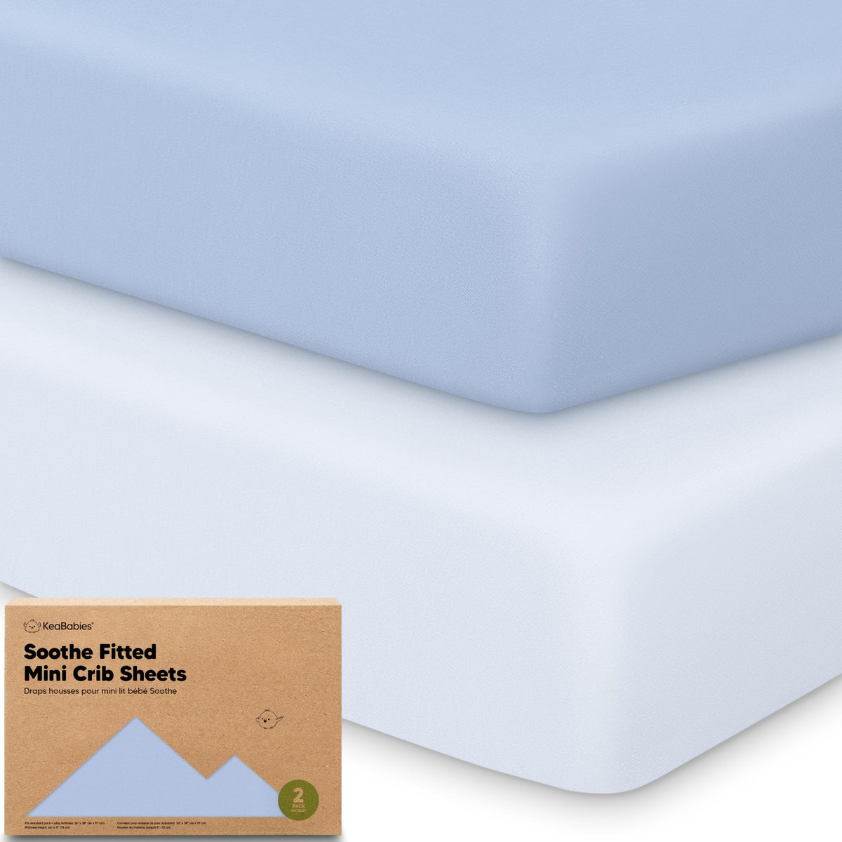 2-Pack Mini Crib Sheets Fitted, 38x26 Pack N Play Mattress Sheets (Elly)
