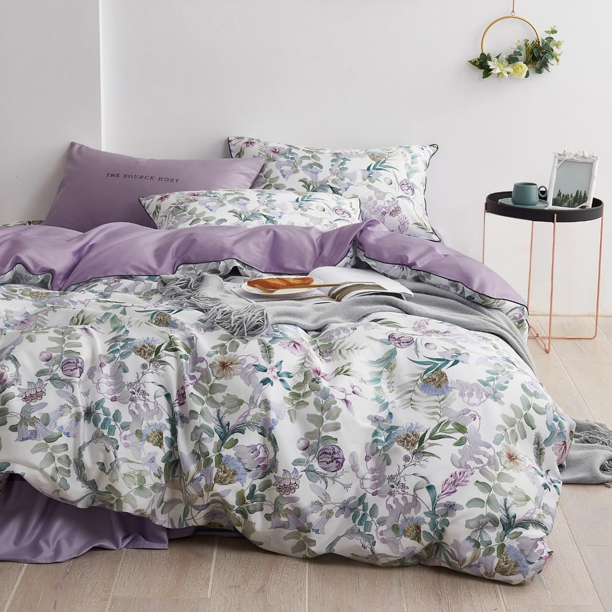 mixinni Duvet Cover Set King Size Bird Flower Pattern Soft Long Staple Cotton Floral Bedding Comforter Cover Set with Zipper Ties for Women and Men, Ultra Soft, Breathable, Easy Care-King Size