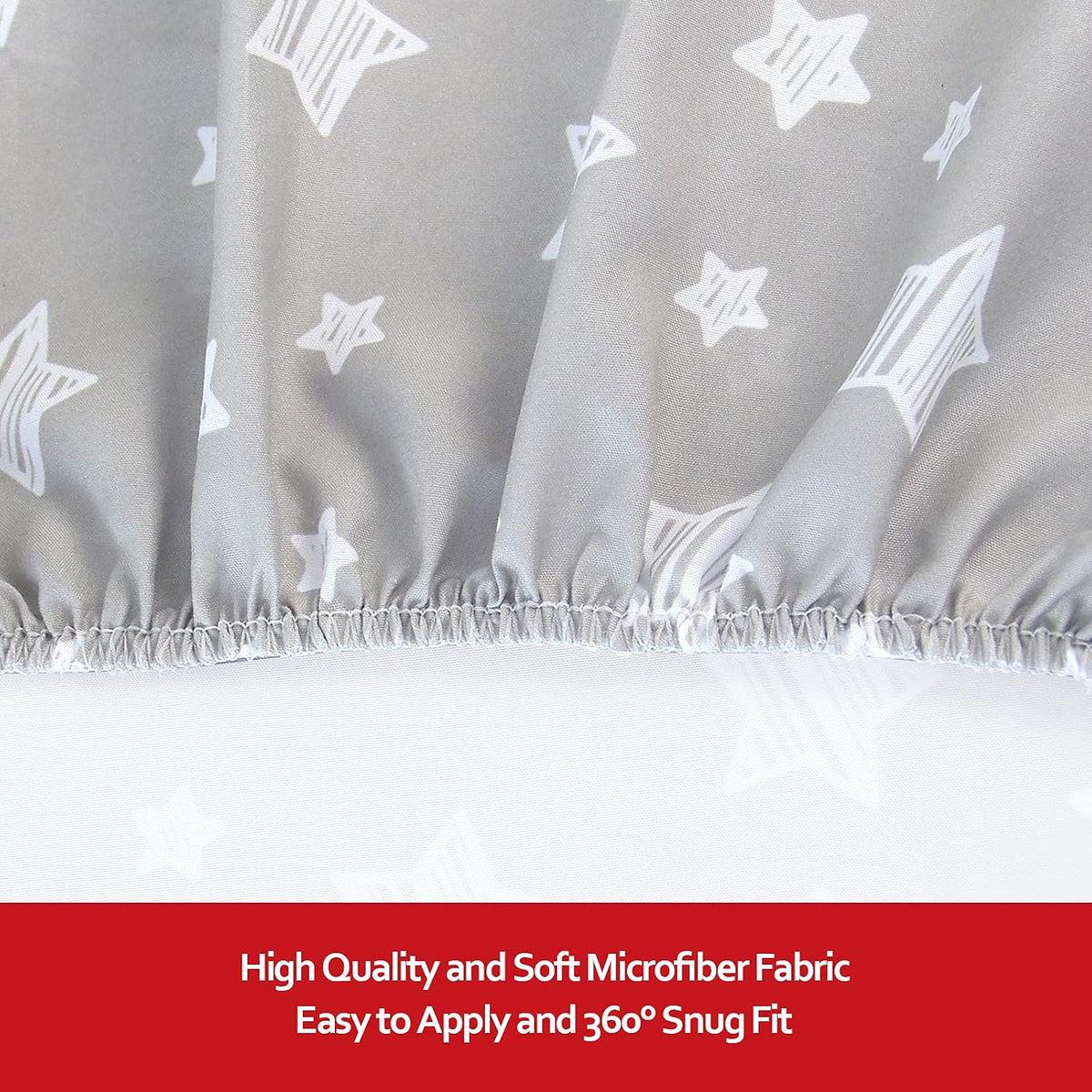 Pack and Play Sheets, 2 Pack Mini Crib Sheets, Stretchy Playard Fitted Sheet, Compatible with Graco Pack n Play, Soft and Breathable Material, Stars & Bunny