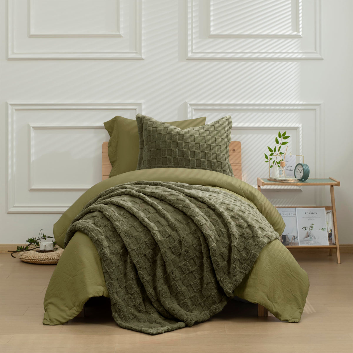 HIG 3pc Green Twin/Twin XL Bedding Comforter Set Duvet Insert Blanket