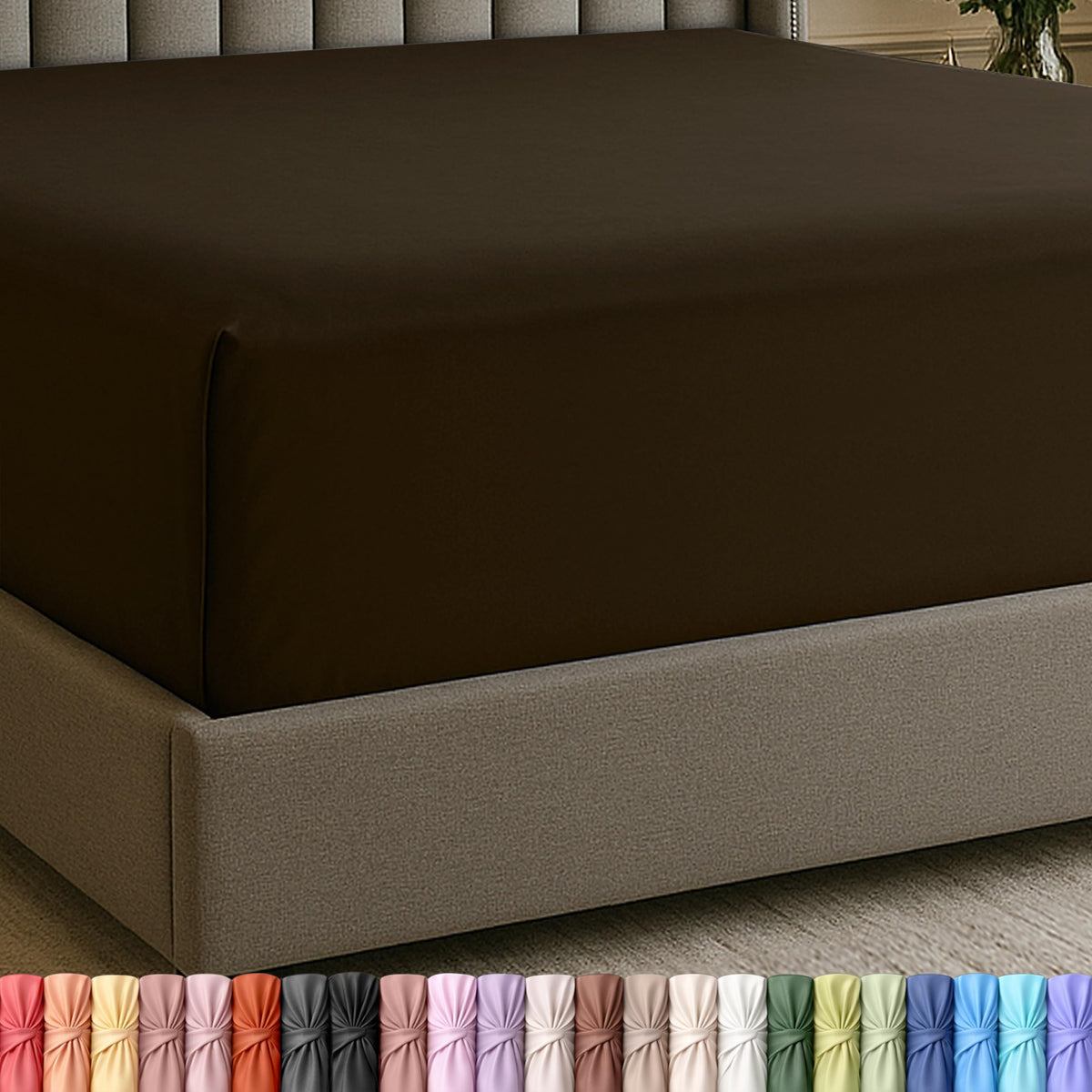 Extra Deep Pocket King Fitted Sheet, Fits 16-21 Inch Mattress, Beige