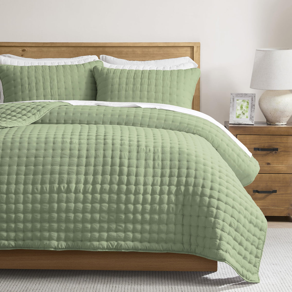 WDCOZY Cloud Soft Quilt Set, King Size, Beige, 3 Pieces 104x90 inches