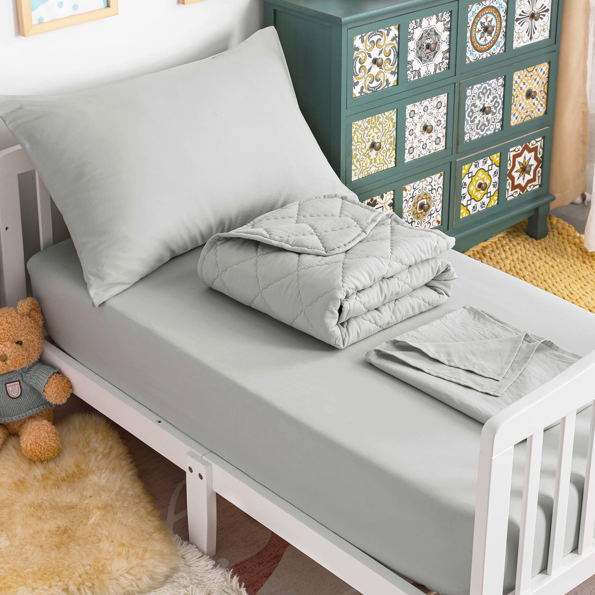 NTBAY Toddler Microfiber Bedding Set, 4 Piece, Navy Blue