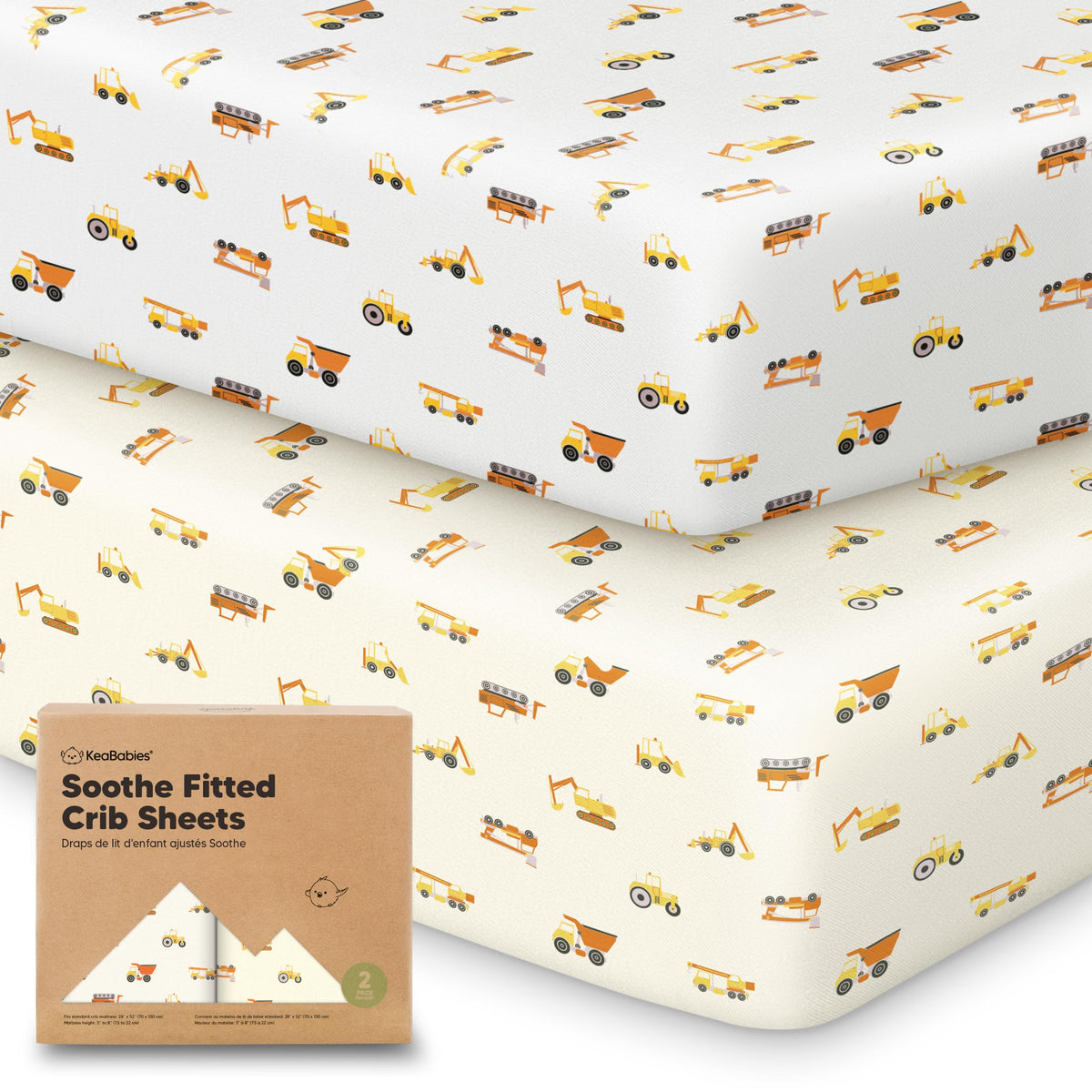 KeaBabies 2pk Organic Cotton Crib Sheets for Boys Girls 52x28, Soft White