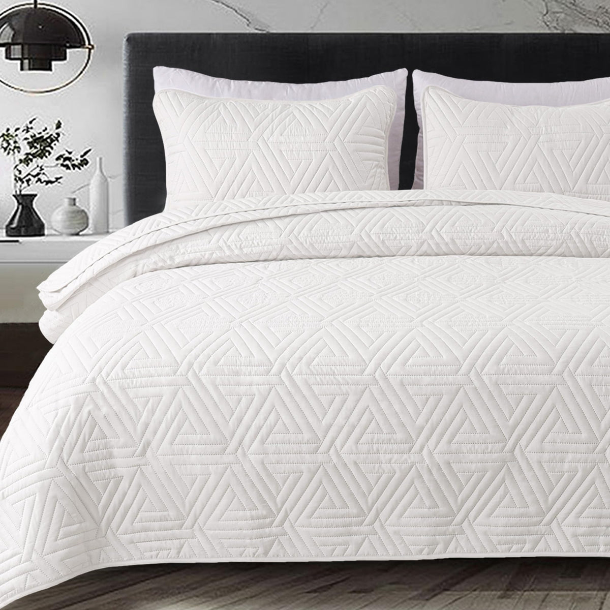 Whale Flotilla Soft Geometric Twin Quilt Set for All Seasons, Orange