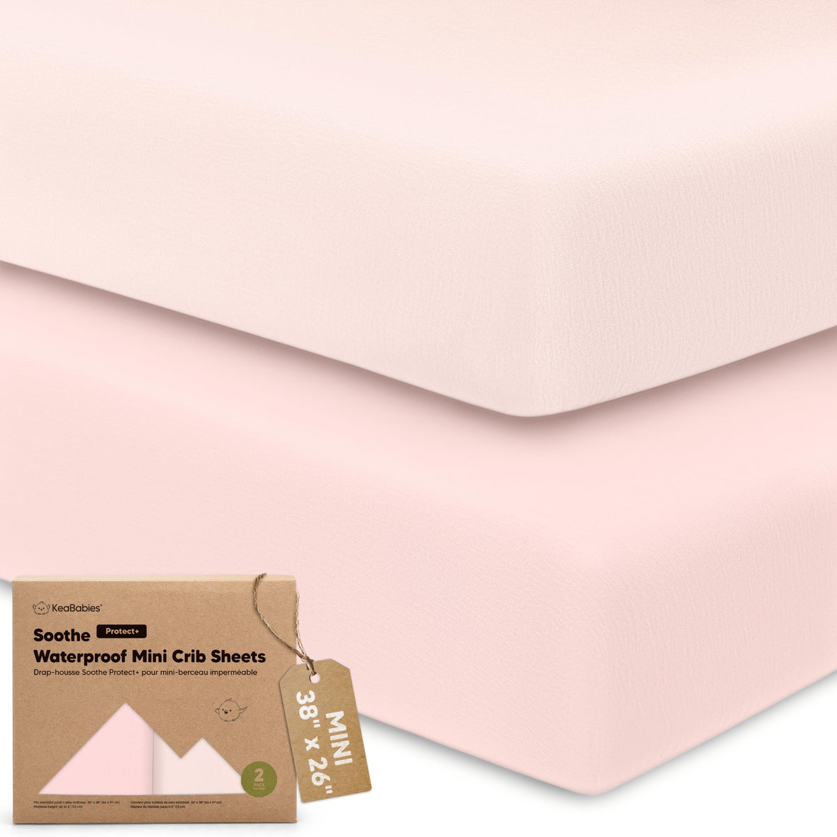 2-Pack Mini Crib Sheets Fitted, 38x26 Pack N Play Mattress Sheets (Elly)