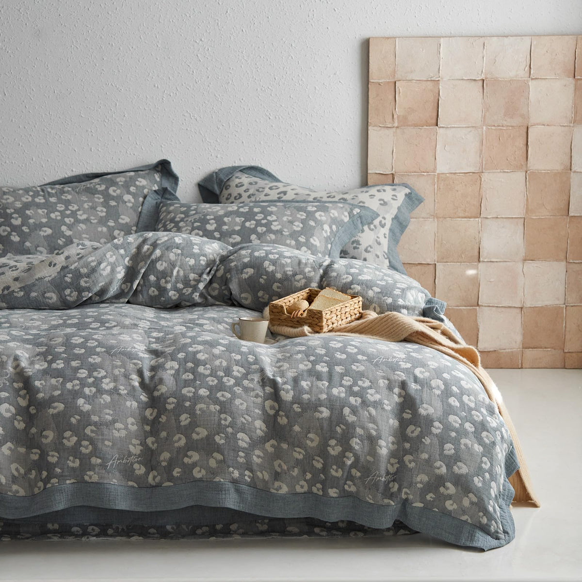 mixinni Duvet Cover Set King Size Bird Flower Pattern Soft Long Staple Cotton Floral Bedding Comforter Cover Set with Zipper Ties for Women and Men, Ultra Soft, Breathable, Easy Care-King Size