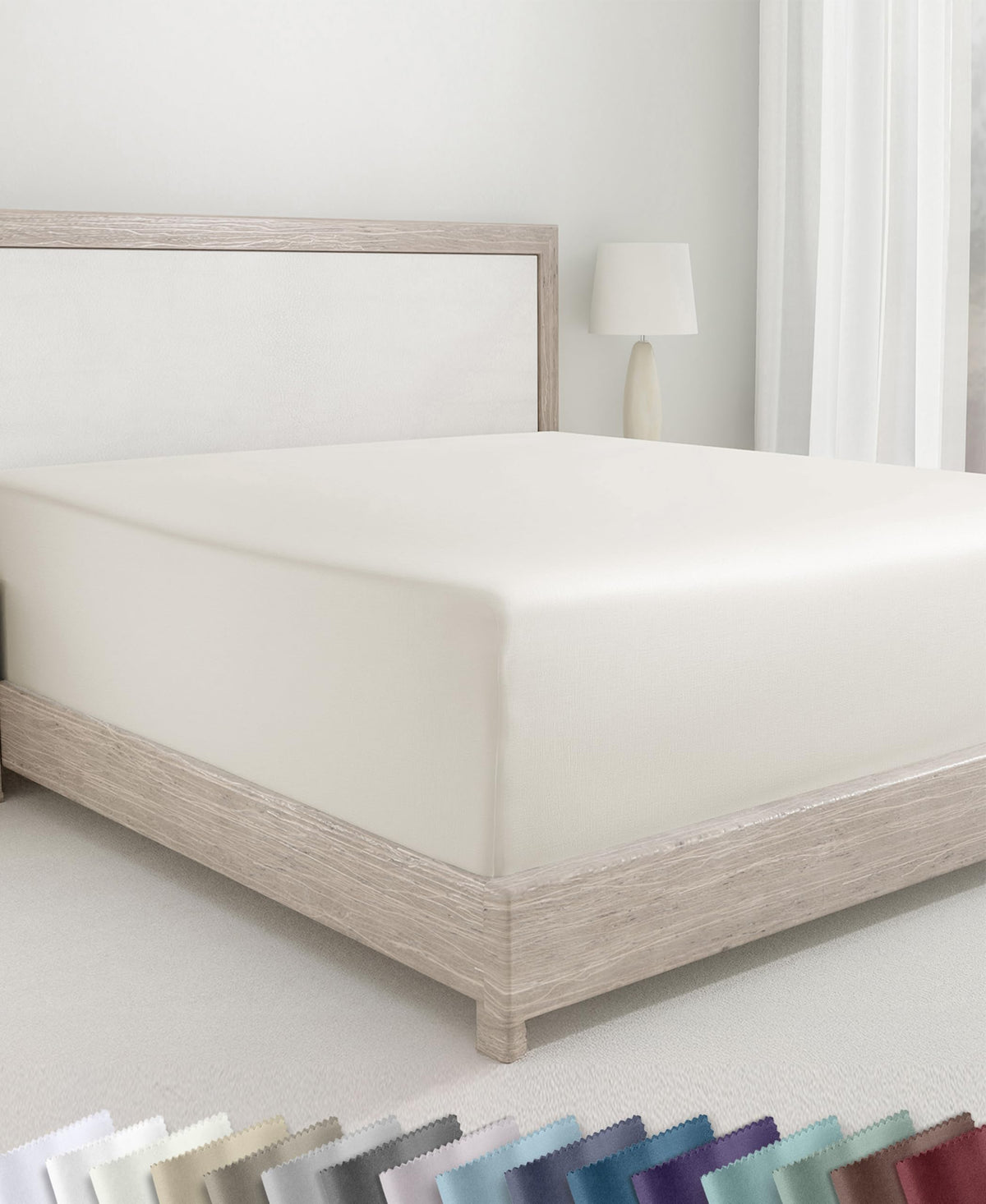 California Design Den Soft 100% Cotton Sateen Fitted Sheet Queen, White
