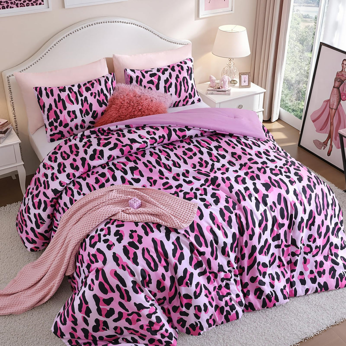 Cheetah Print Comforter Set Queen, Luxury Leopard Print Bedding, Brown