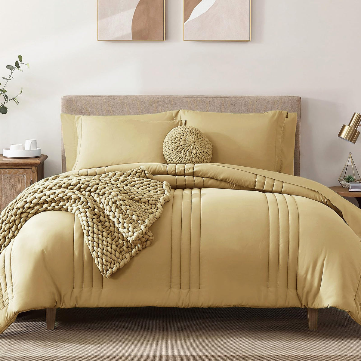 Full Size Comforter Sets-7 Pieces Sage Soft Bed in a Bag Full Bedding Sets