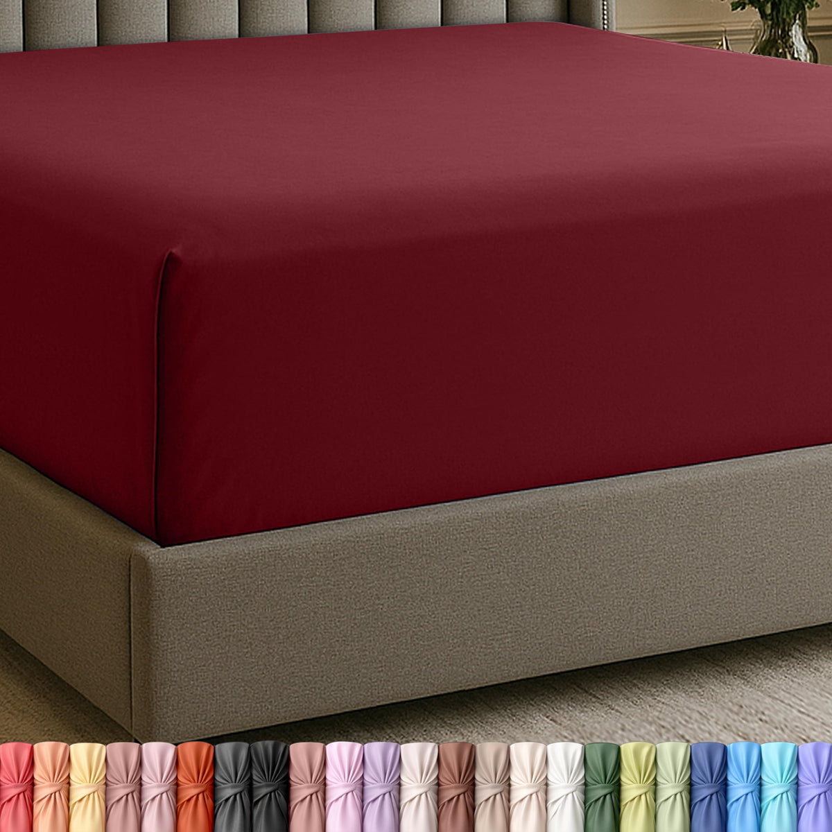 Extra Deep Pocket King Fitted Sheet, Fits 16-21 Inch Mattress, Beige