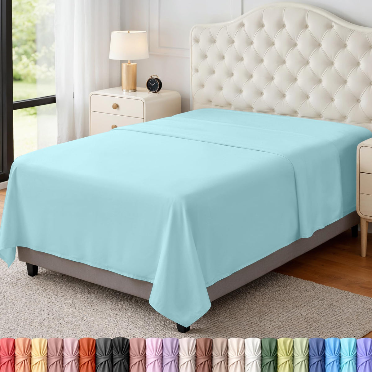 Queen Size Flat Sheet Only Pack of 6, Ultra Soft Hotel Sheets, White