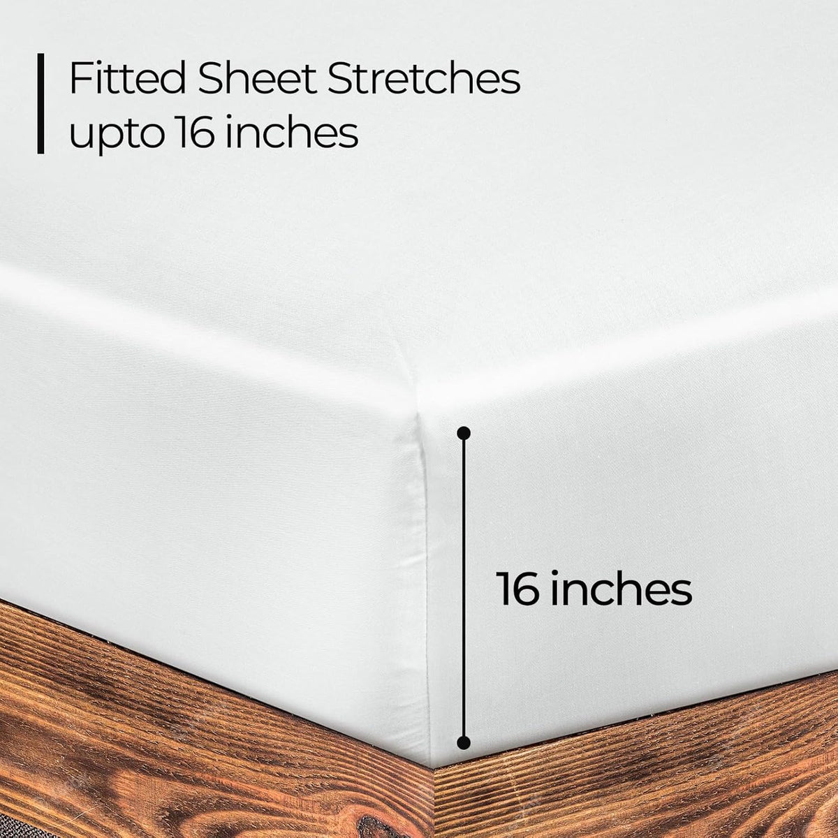 ROYALE LINENS 300 Thread Count 100% Long Staple Combed Cotton Fitted Sheet Full - Super Soft Deep Pocket Bottom Sheet - Fitted Sheets Only - Elastic Sheets (Full, White)
