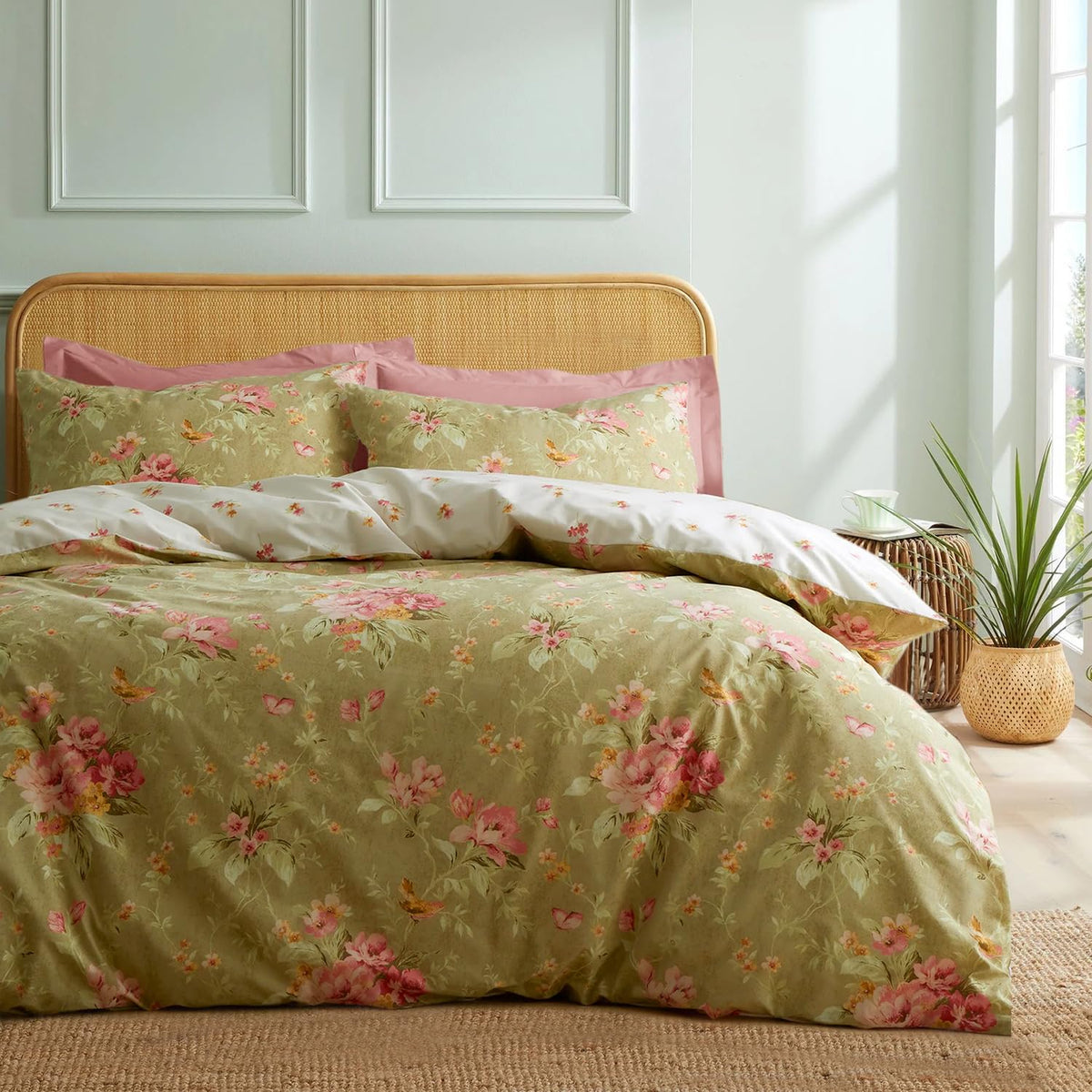 mixinni Duvet Cover Set King Size Bird Flower Pattern Soft Long Staple Cotton Floral Bedding Comforter Cover Set with Zipper Ties for Women and Men, Ultra Soft, Breathable, Easy Care-King Size
