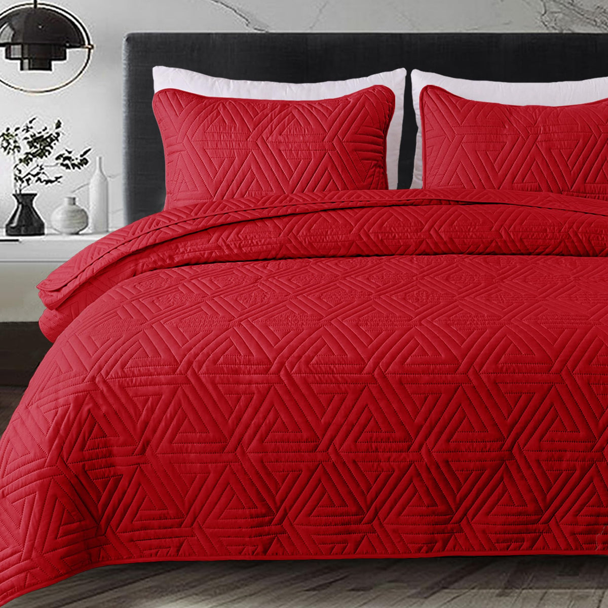 Whale Flotilla Soft Geometric Twin Quilt Set for All Seasons, Orange