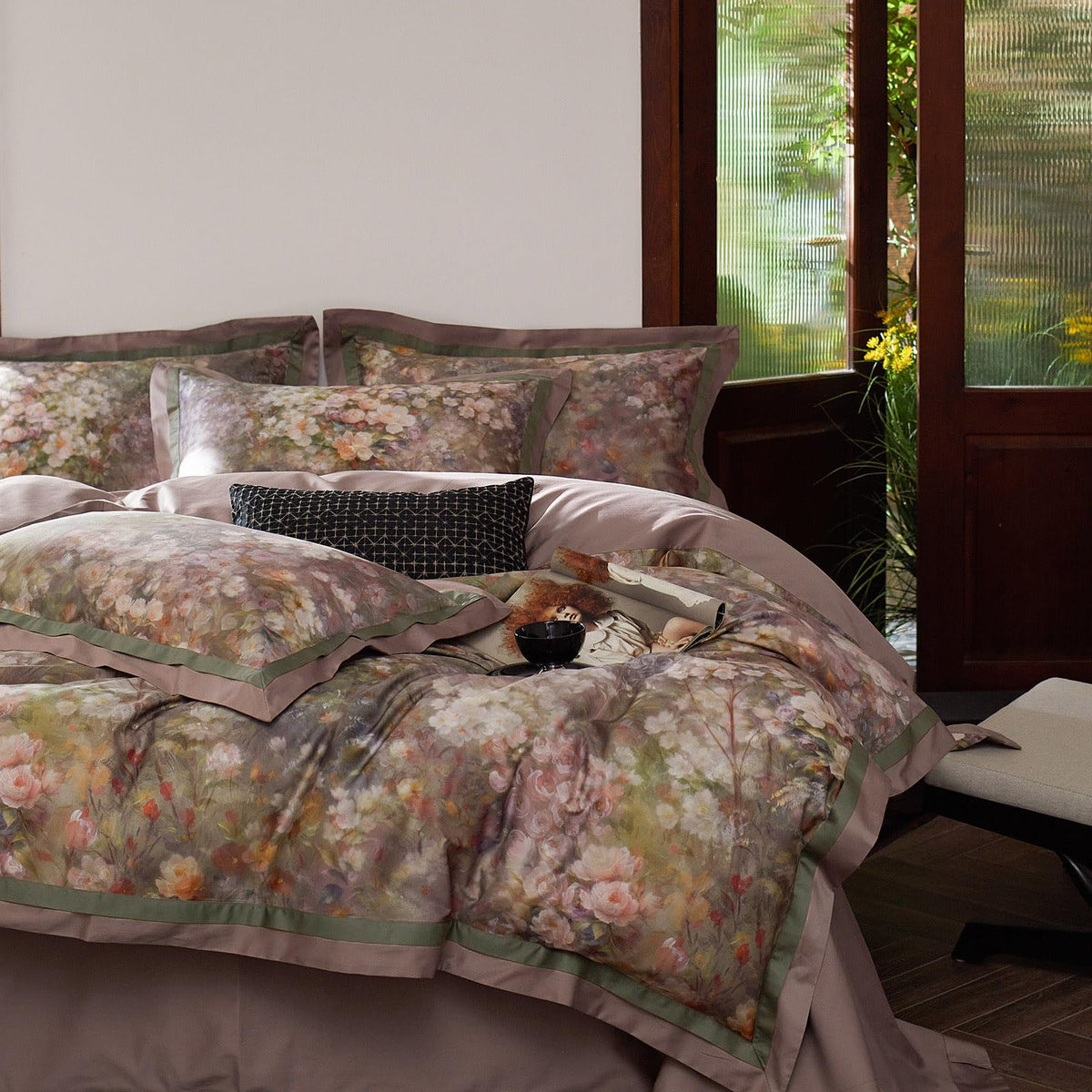 mixinni Duvet Cover Set King Size Bird Flower Pattern Soft Long Staple Cotton Floral Bedding Comforter Cover Set with Zipper Ties for Women and Men, Ultra Soft, Breathable, Easy Care-King Size