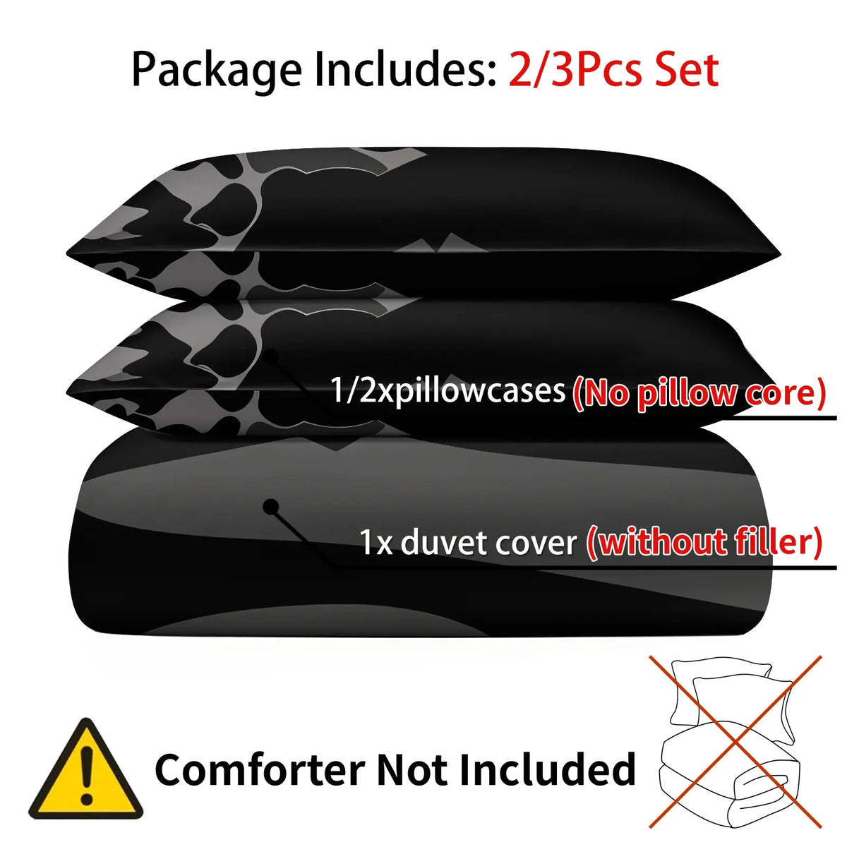 Black Grey Abstract Camo Silhouette Print Duvet Cover Set, Includes 1 or 2 Pillowcases, Dark Tone Street Style Camouflage Pattern Bedding Set All Size, Durable Soft Breathable Fabric Duvet, Bedroom Gift For Street Fashion Lovers