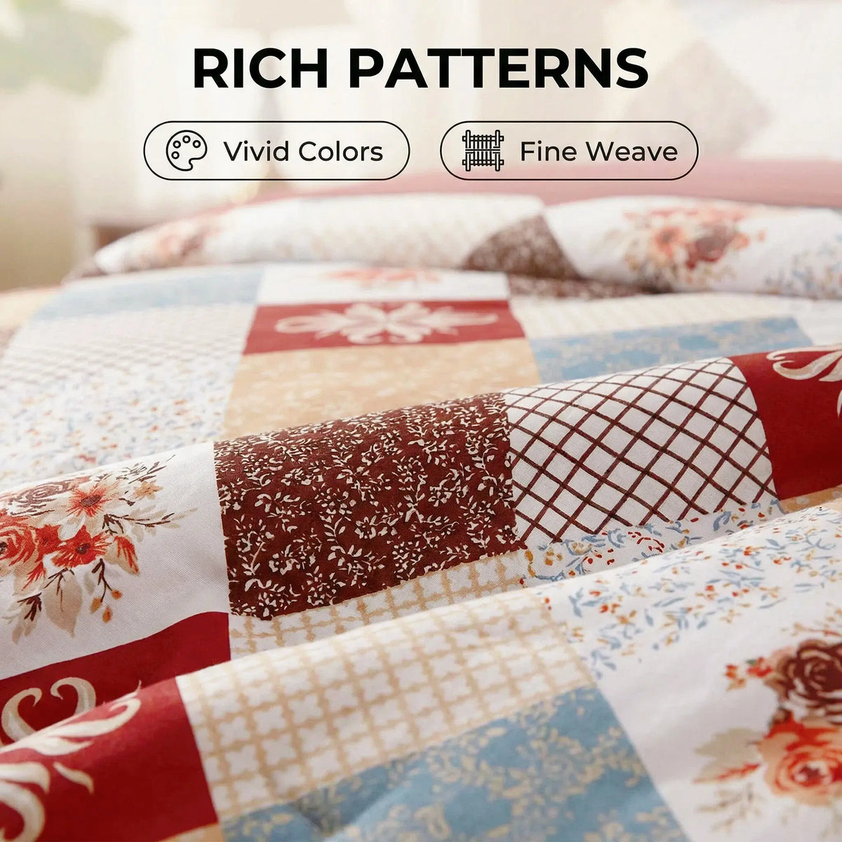 Cosybay 7-Piece Wrinkle-Resistant Bedding Bundle, Reversible Queen/King/Full Comforter Set, All-Season Luxury Tufted Boho Print Bedding with Comforter, Flat Sheet, Fitted Sheet, Pillowcases & Pillow Shams (Dorm, Back-to-School),sohochic