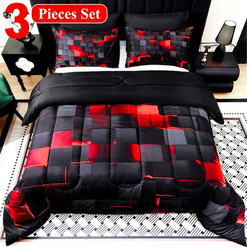 [Weekly Deals] 4-Season Technology Quilt Set - 3/6/7-Piece Bedsheet Sets, Digital Printing comforter, All-Year Use, Avant-Garde Bedroom Decorative Bedding, Cyber Atmosphere Refresh, Summer Compatible, Decorative Bedding Set sohochic
