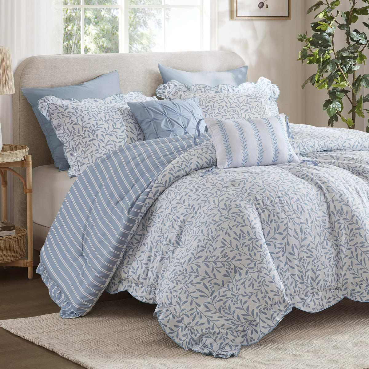 Madison Park Reversible Botanical Comforter Set, 5PC King Coverlet