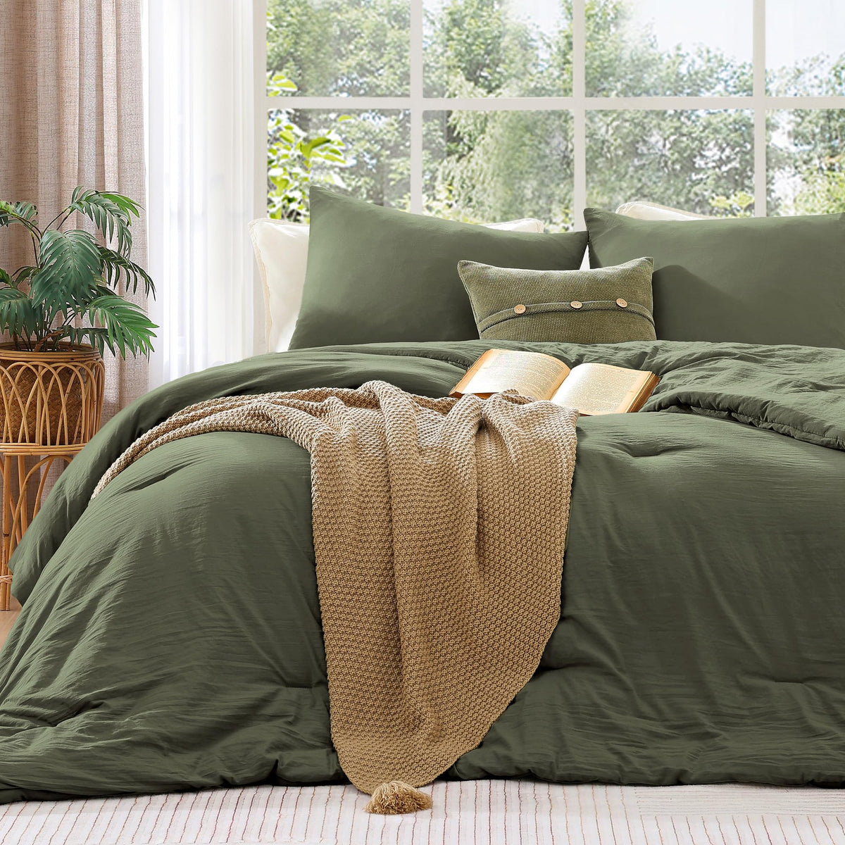 WRENSONGE Queen Comforter Set-3 Pieces Soft Comforters Queen Size Bedding