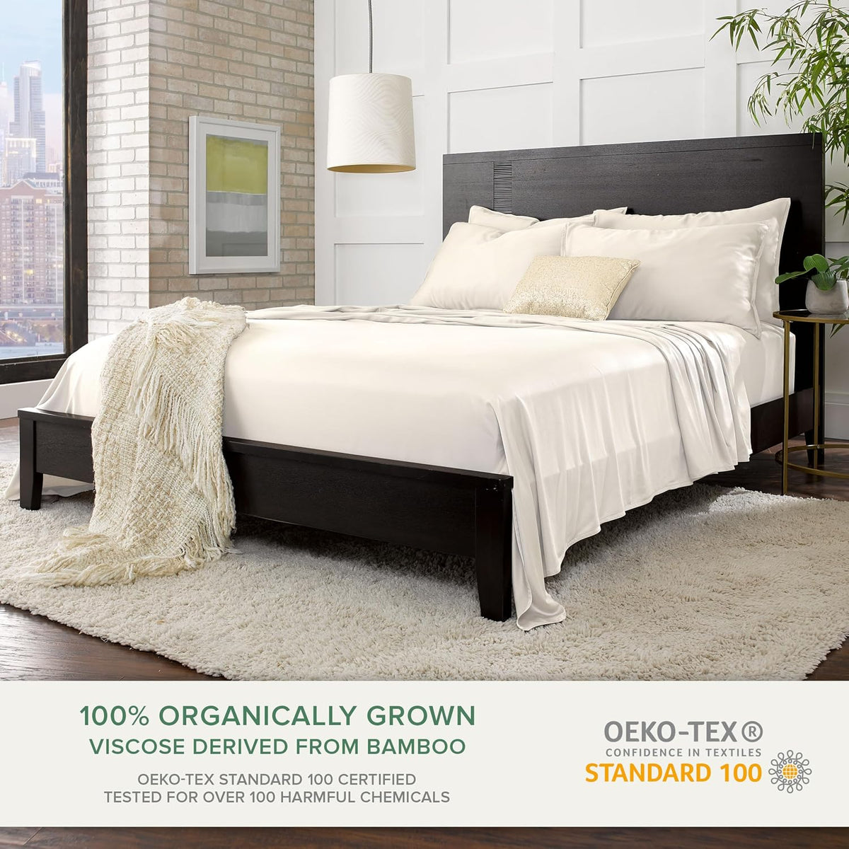 Pure Bamboo Full Sheets, Genuine 100% Organic Viscose Derived from Bamboo Bed Sheet Set, Luxuriously Soft & Cooling, Double Stitching, 2 Year Quality Promise (Full, Ivory)
