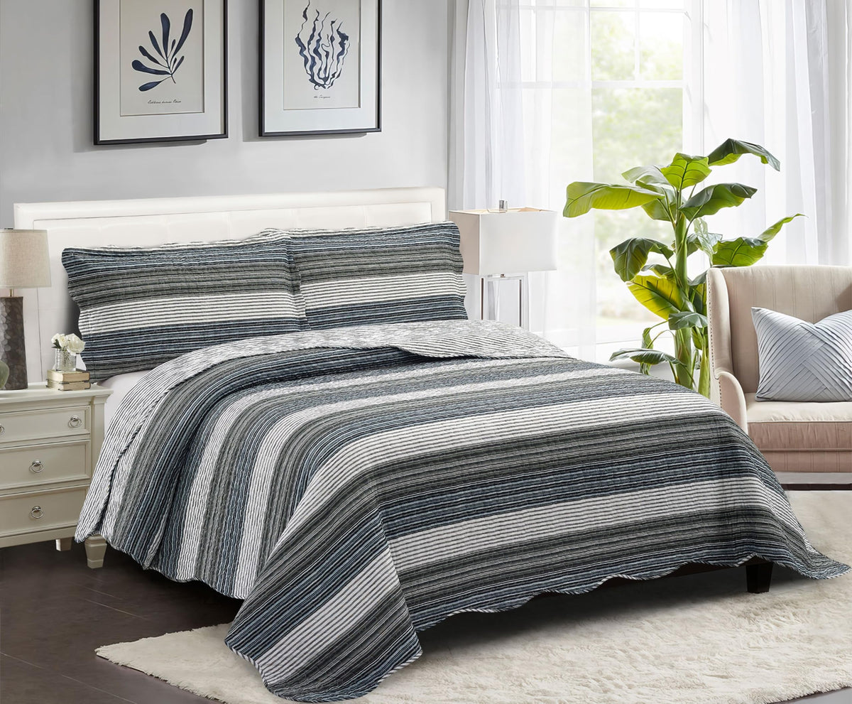 Brilliant Sunshine Rose and Sage Quilt Set, 3-Piece Bedding Sets, Traditional Patchwork Design, Washable and Reversible Bedspread, Soft Lightweight Coverlet, All-Season, Full/Queen, Light Pink Green