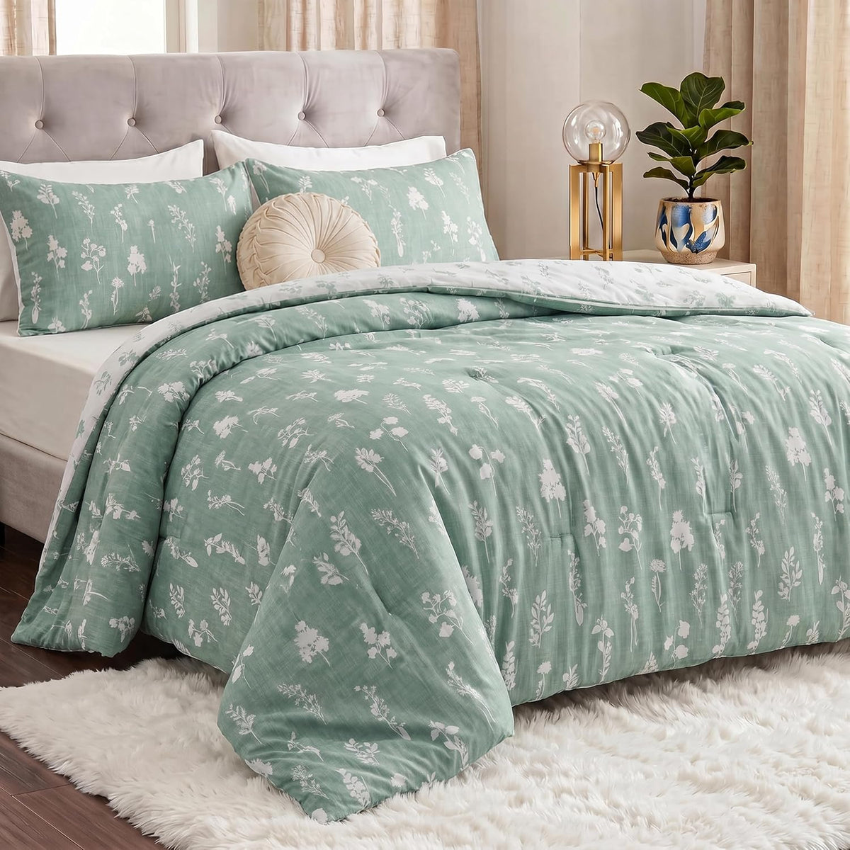 Utopia Bedding 3 Pc Queen Comforter Set, Printed Comforter, Meadow Mist