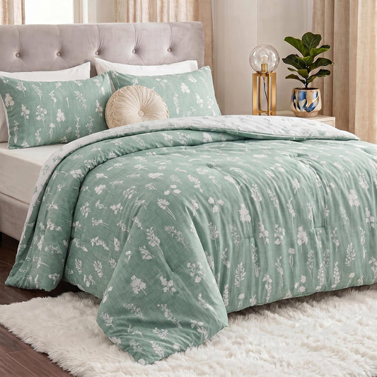 Utopia Bedding 3 Pc Queen Comforter Set, Printed Comforter, Meadow Mist
