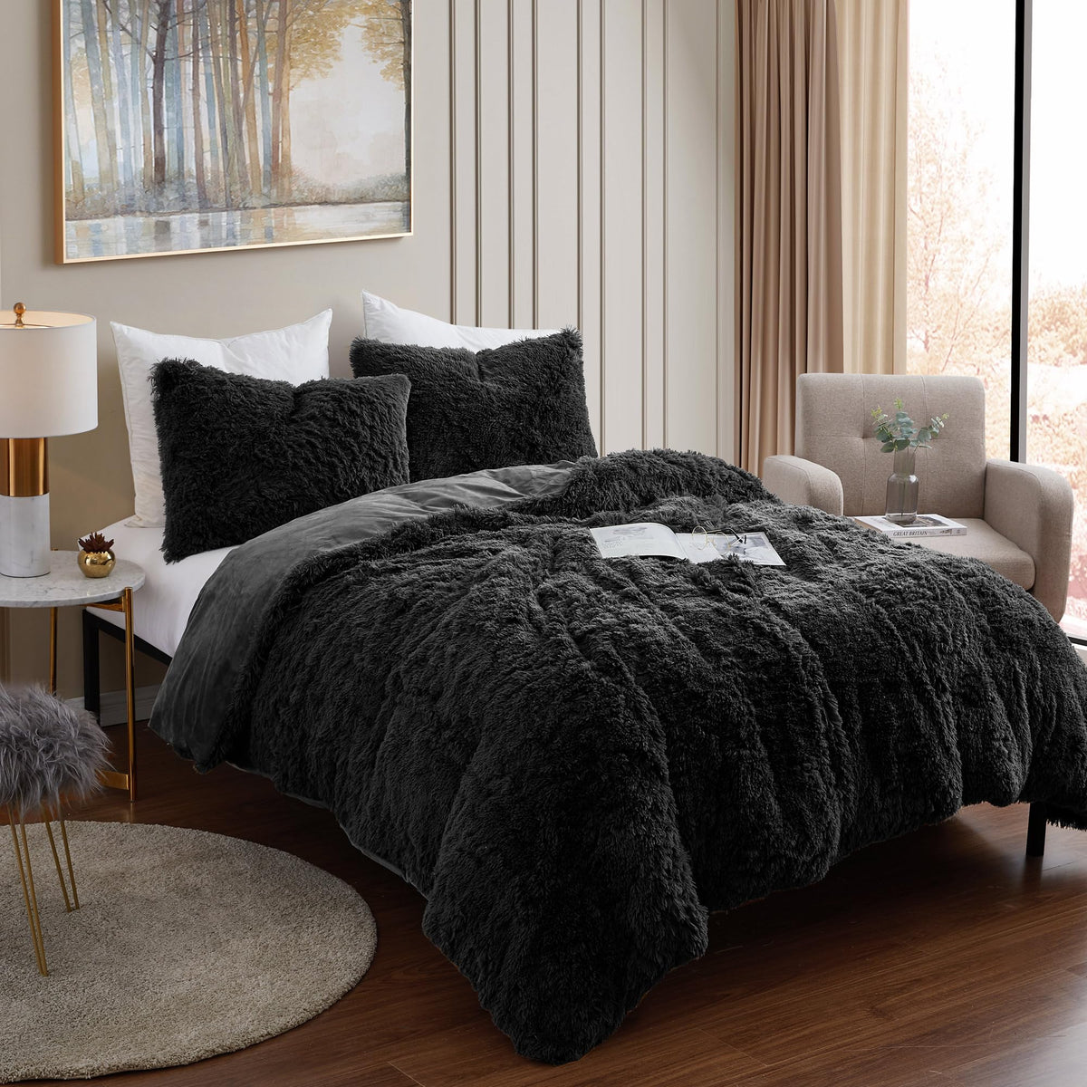 Sweet Home Collection 5 Piece Comforter Set Bag Solid Color All Season Soft Down Alternative Blanket & Luxurious Microfiber Bed Sheets, Navy, Twin