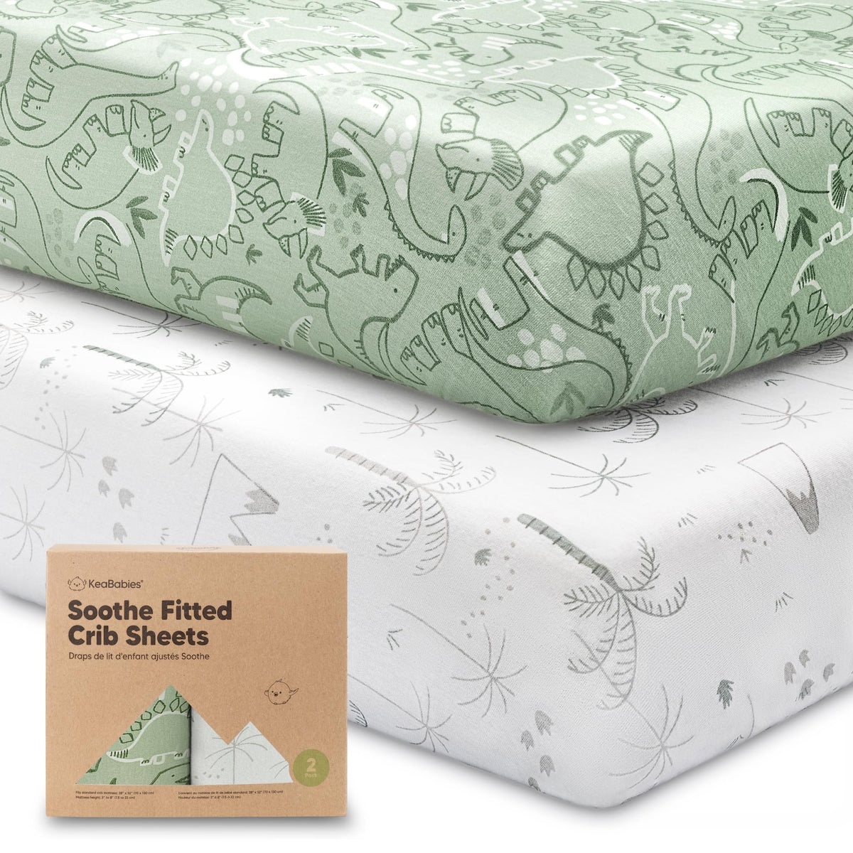 KeaBabies 2pk Organic Cotton Crib Sheets for Boys Girls 52x28, Soft White