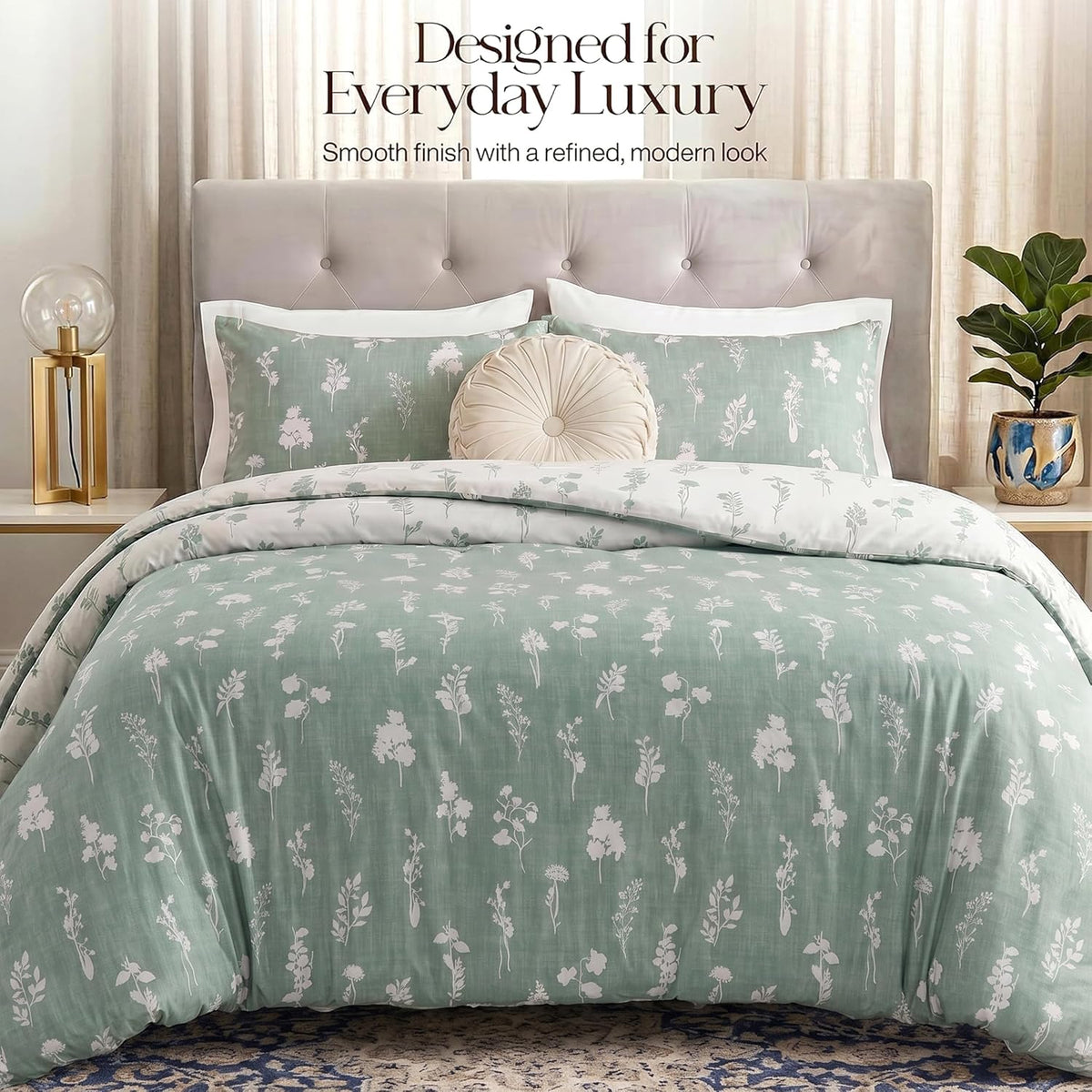 Utopia Bedding 3 Pc Queen Comforter Set, Printed Comforter, Meadow Mist
