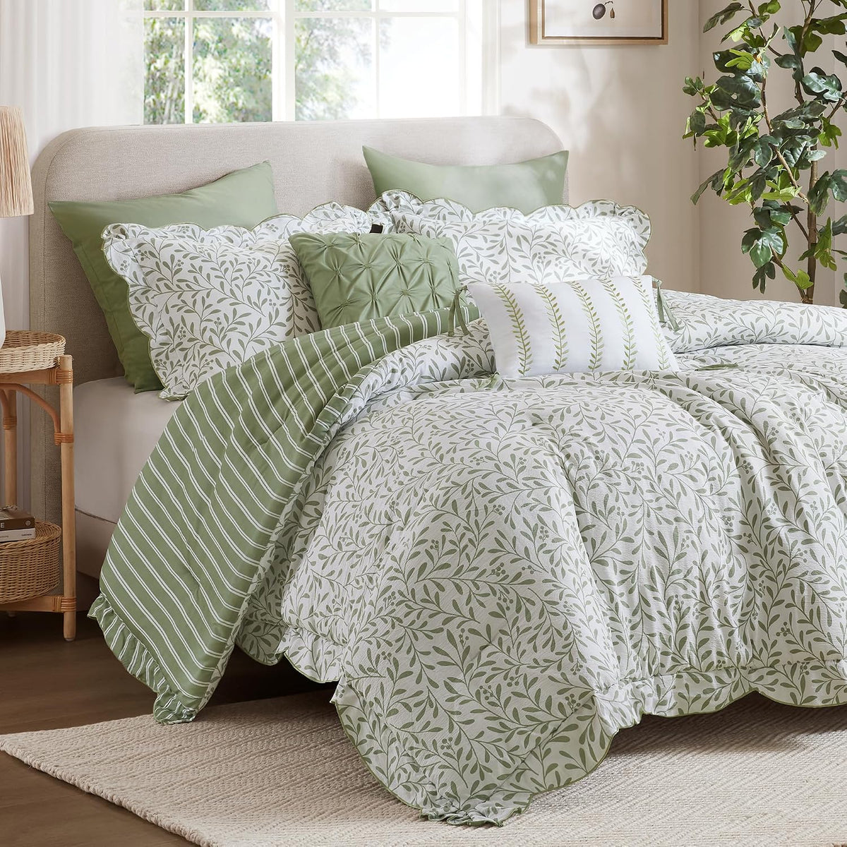 Madison Park Reversible Botanical Comforter Set, 5PC King Coverlet