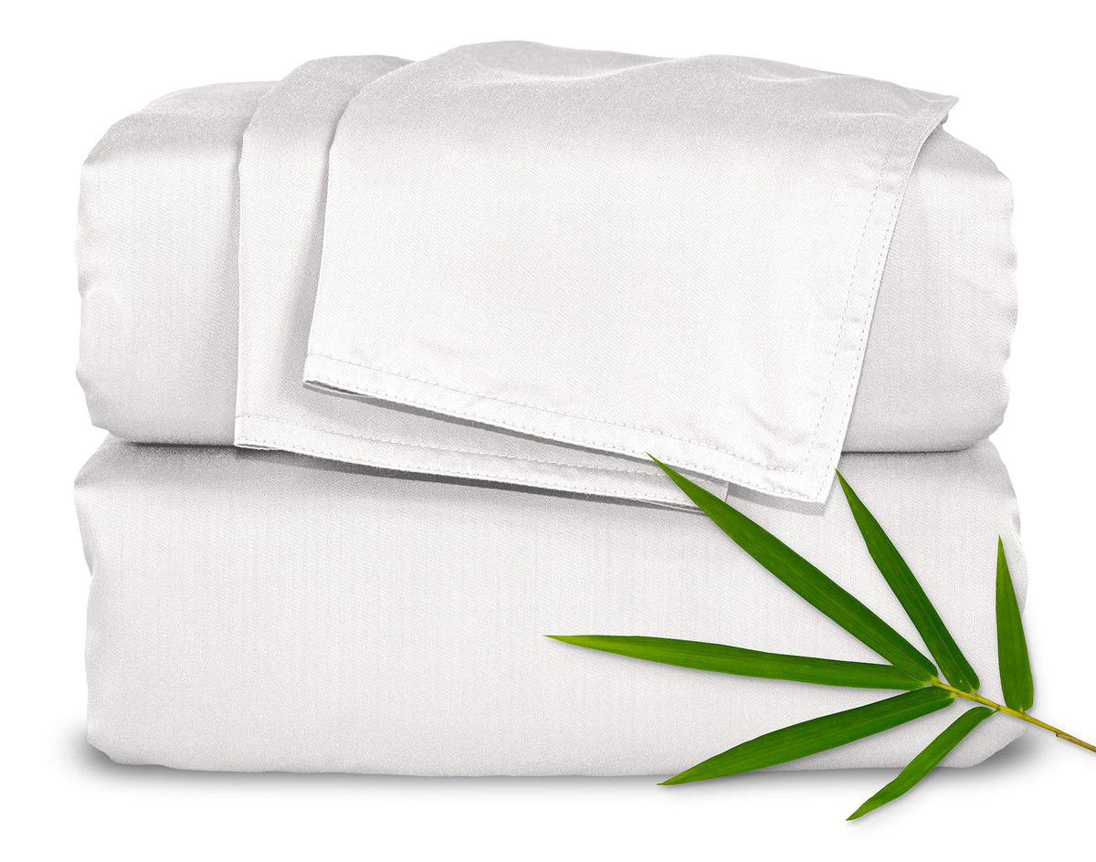 Pure Bamboo Full Sheets, Genuine 100% Organic Viscose Derived from Bamboo Bed Sheet Set, Luxuriously Soft & Cooling, Double Stitching, 2 Year Quality Promise (Full, Ivory)