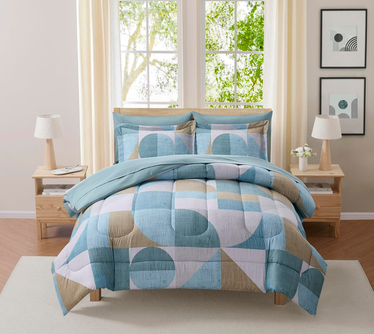 Sweet Home Collection 5 Piece Comforter Set Bag Solid Color All Season Soft Down Alternative Blanket & Luxurious Microfiber Bed Sheets, Navy, Twin