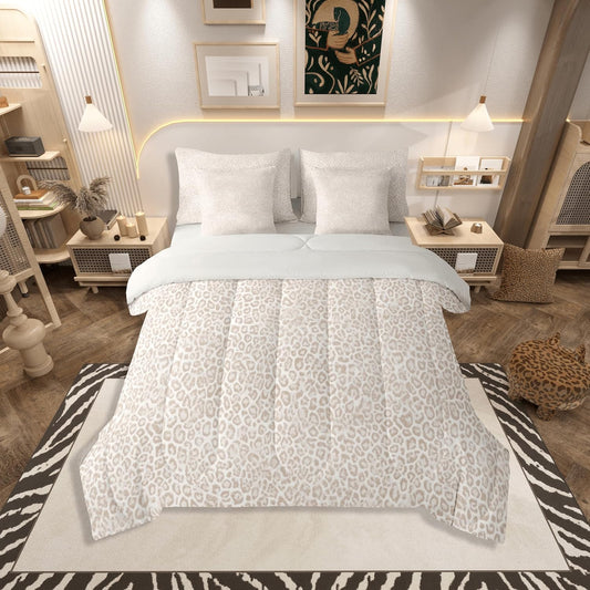 jejeloiu Leopard Print Comforter Set with Sheets 7 Piece Queen Size Cheetah Print Bedding Set for Kids Boys Girls Beige Bed in a Bag Modern Art Room Decor Soft Lightweight Microfiber