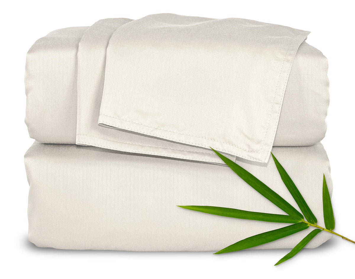 Pure Bamboo Full Sheets, Genuine 100% Organic Viscose Derived from Bamboo Bed Sheet Set, Luxuriously Soft & Cooling, Double Stitching, 2 Year Quality Promise (Full, Ivory)
