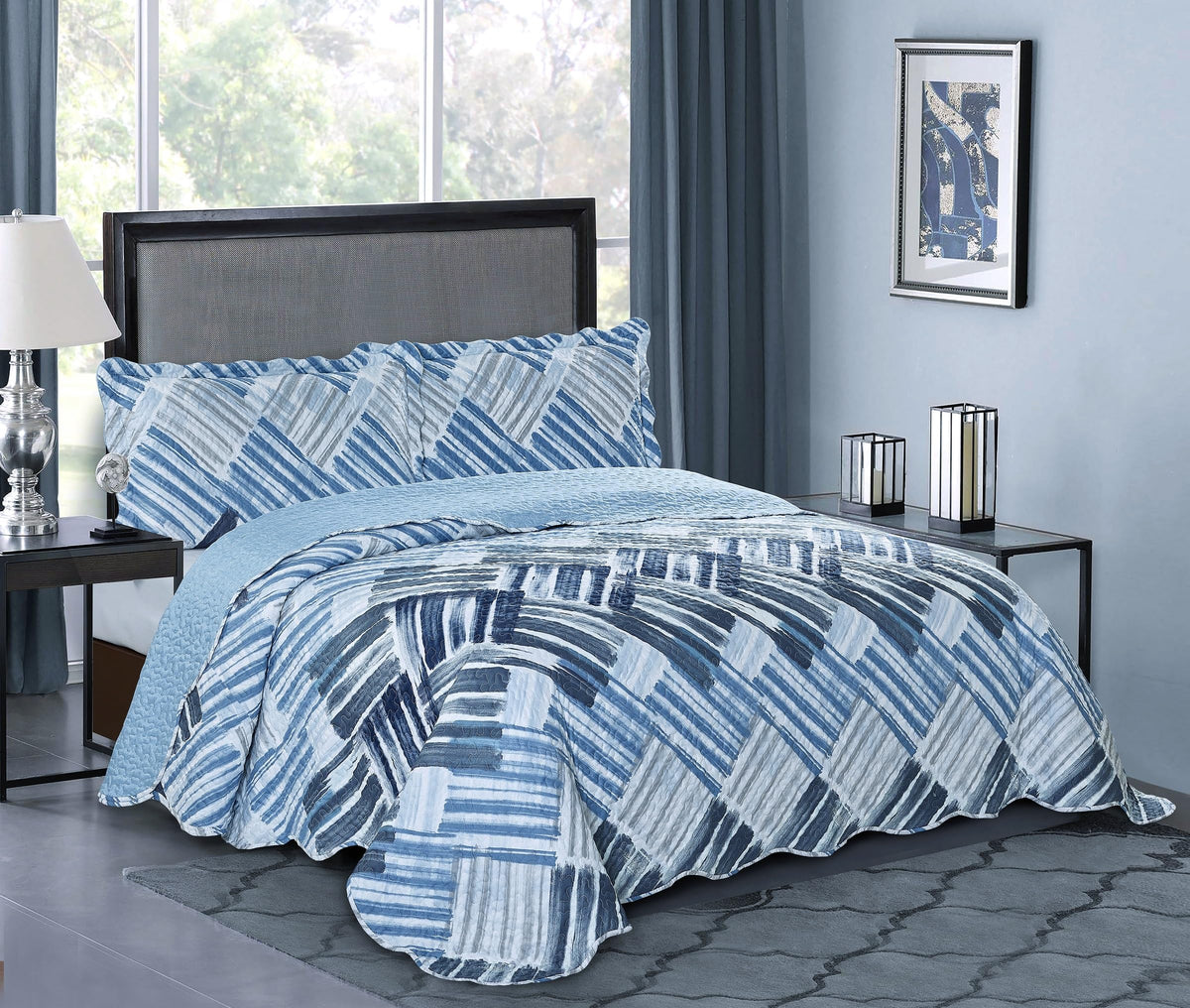 Brilliant Sunshine Rose and Sage Quilt Set, 3-Piece Bedding Sets, Traditional Patchwork Design, Washable and Reversible Bedspread, Soft Lightweight Coverlet, All-Season, Full/Queen, Light Pink Green