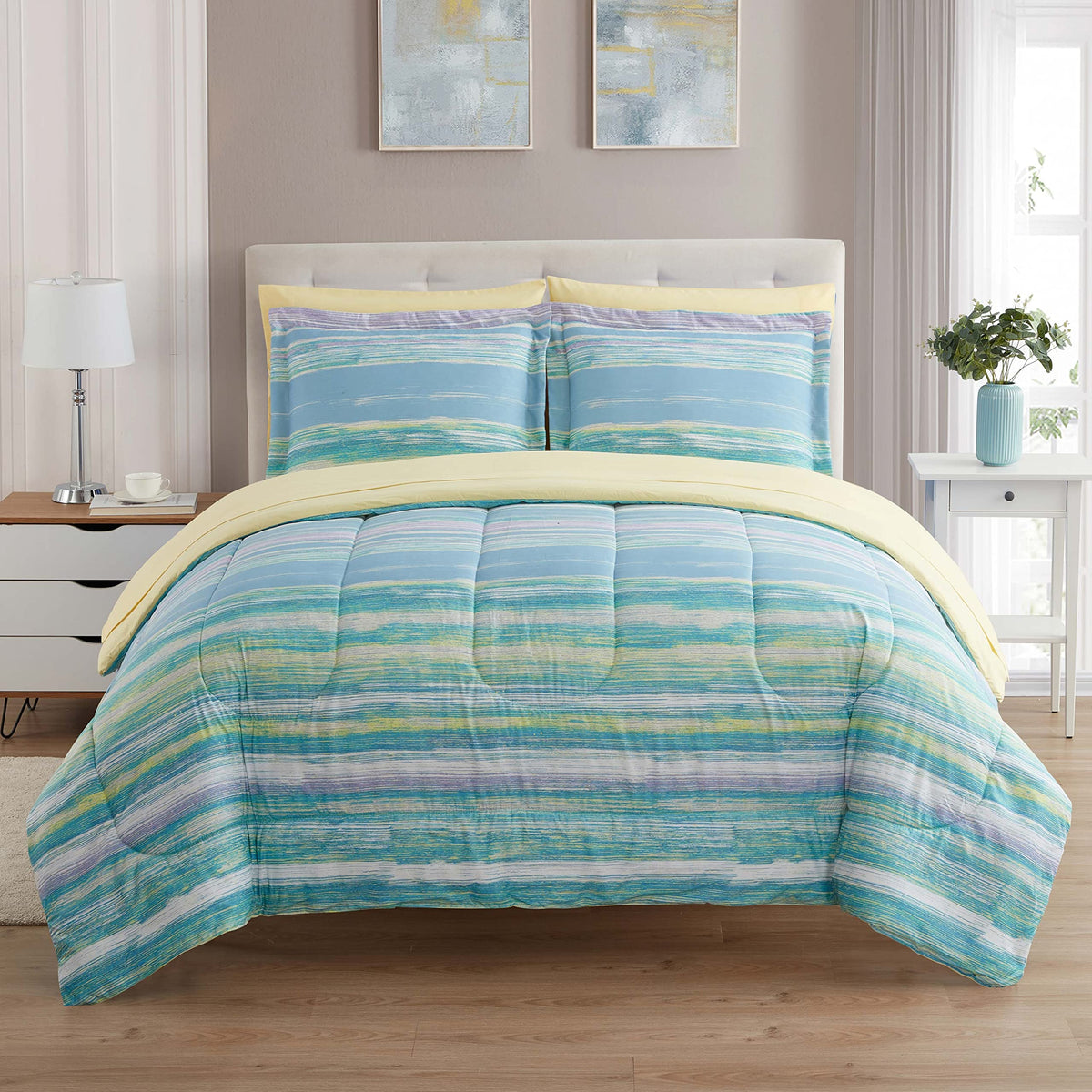 Sweet Home Collection 5 Piece Comforter Set Bag Solid Color All Season Soft Down Alternative Blanket & Luxurious Microfiber Bed Sheets, Navy, Twin
