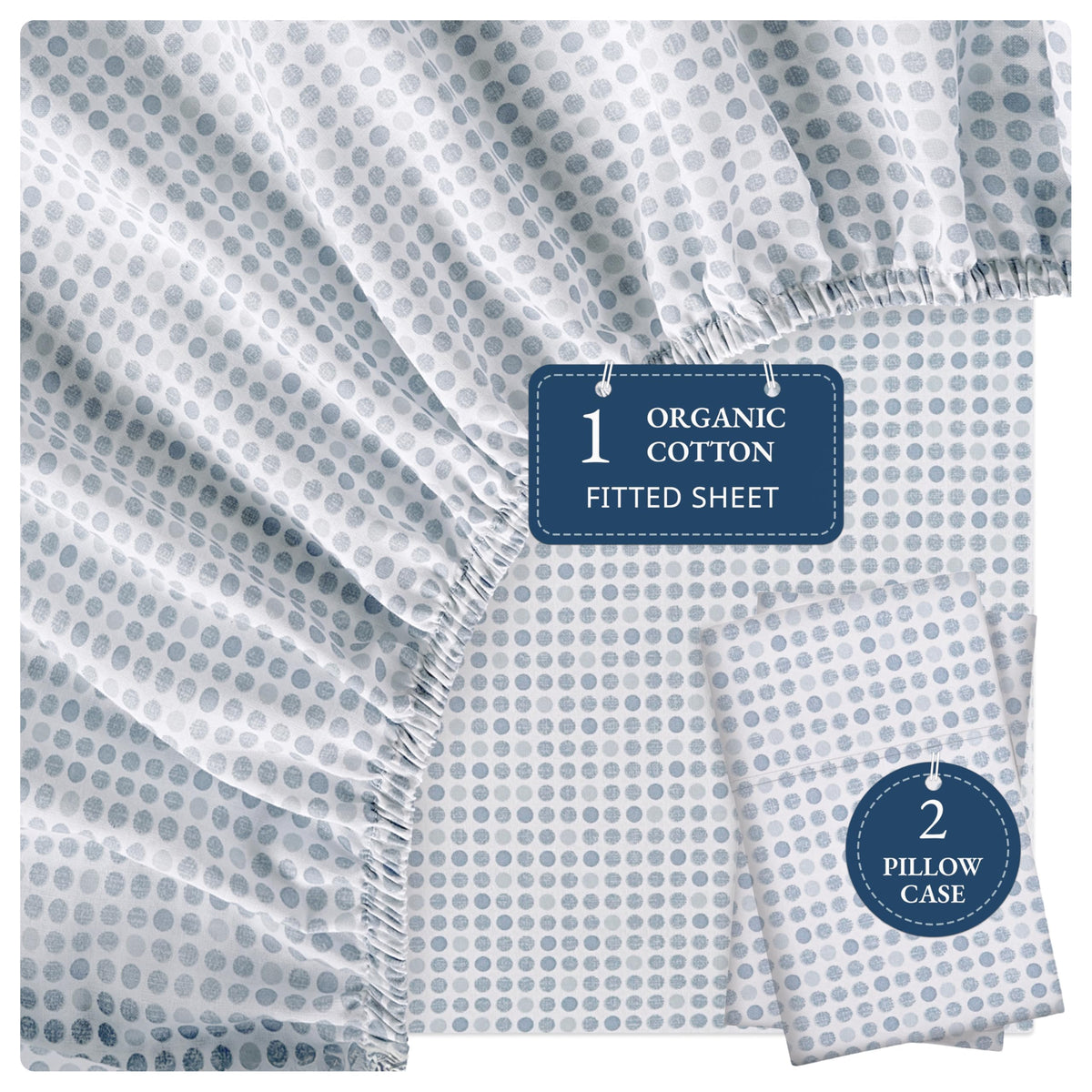 LANE LINEN 100% Organic Cotton Fitted Sheet Queen, 15" Deep Pocket Snug Fit Fully Elasticized Naturally Temperature Regulating Soft & Comfy Deep Pocket Queen - White (+Pillowcases)