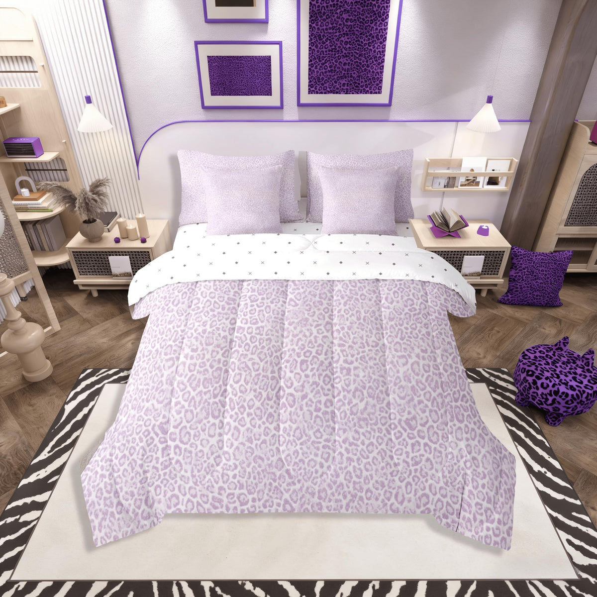 jejeloiu Leopard Print Comforter Set with Sheets 7 Piece Queen Size Cheetah Print Bedding Set for Kids Boys Girls Beige Bed in a Bag Modern Art Room Decor Soft Lightweight Microfiber